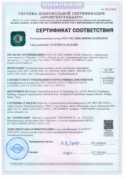 Сертификат соответствия на трансиверы