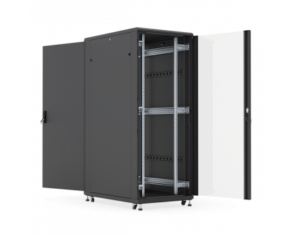 Шкаф напольный ТXQ 18U, со стеклянной и металлической дверьми, IP30, черный