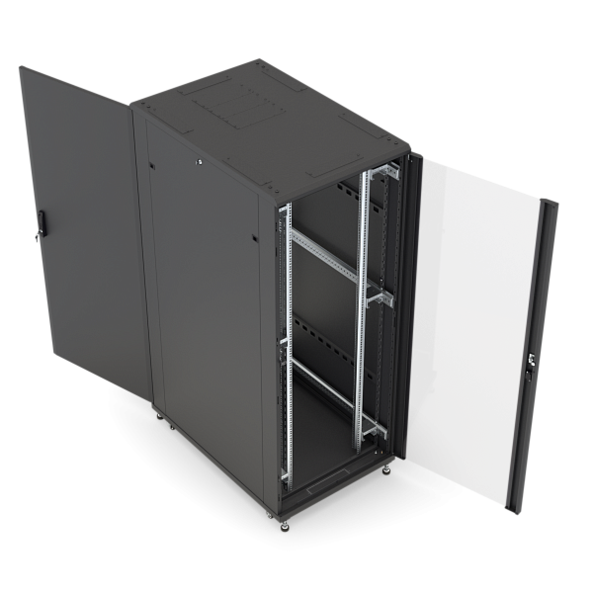 Шкаф напольный ТXQ 37U, со стеклянной и металлической дверьми, IP30, черный
