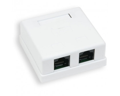 Розетка компьютерная внешняя 2хRJ45, неэкран, cat.5е, 110/Krone тип (Dual IDC), белая