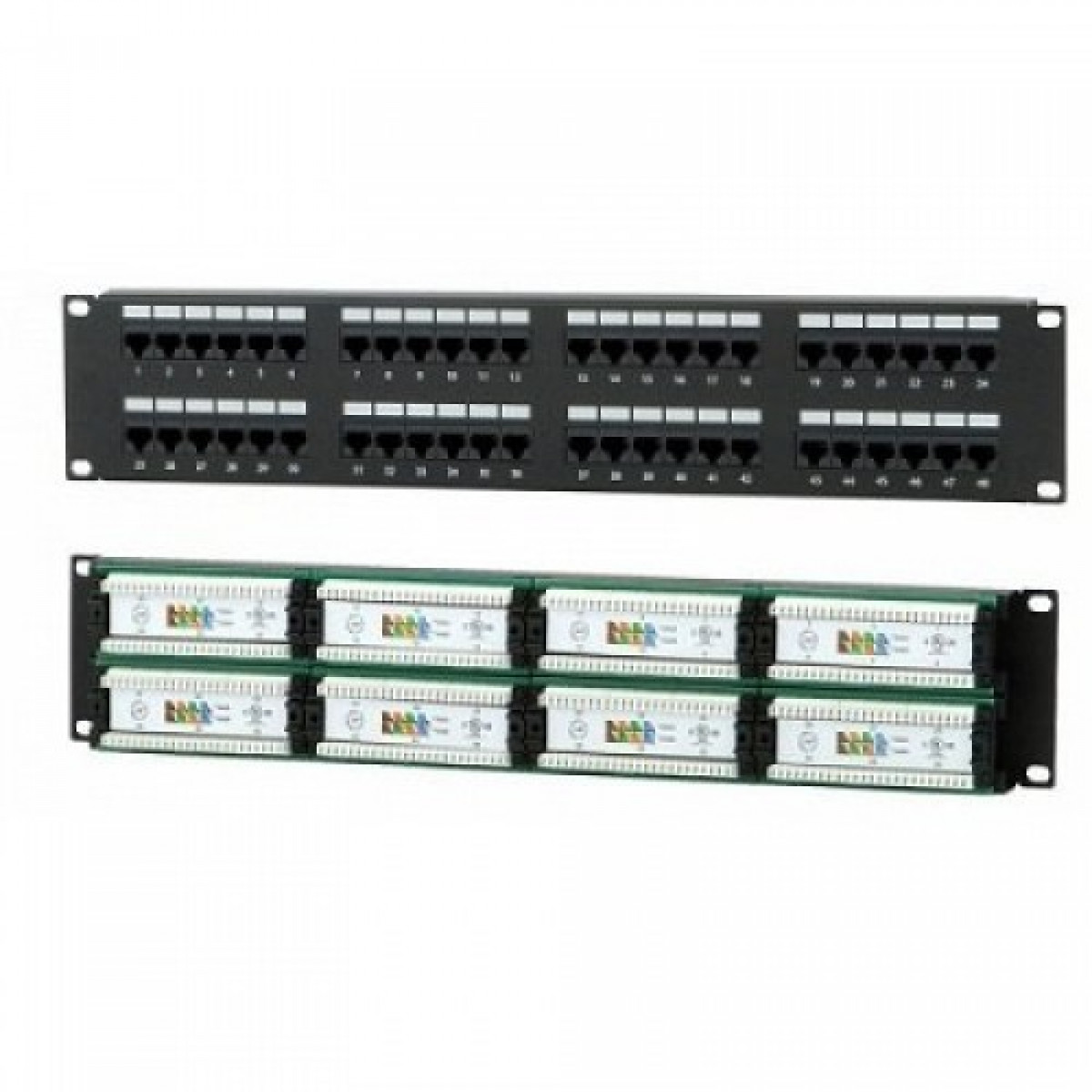 Патч-панель UTP, 19", 48 портов RJ45, cat.5е, 2U, Dual Type, "L"